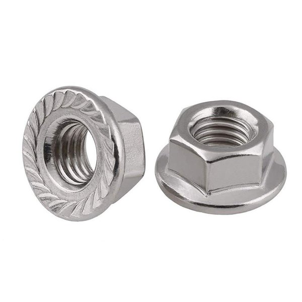 Newport Fasteners Flange Nut, 3/8"-16, 18-8 Stainless Steel, Not Graded, 0.562 in Hex Wd, 0.23 in Hex Ht, 100 PK 342725-PR-100